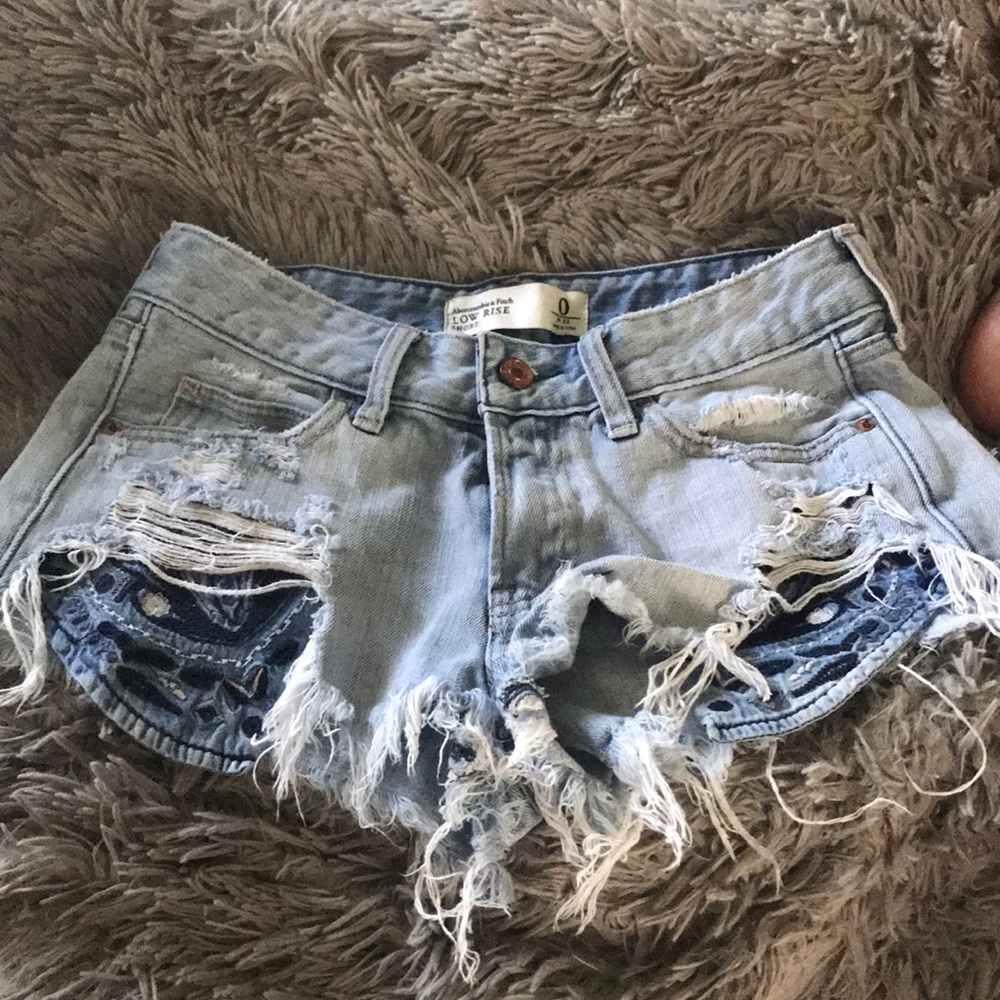 Distressed Low Rise Abercrombie Jean Shorts